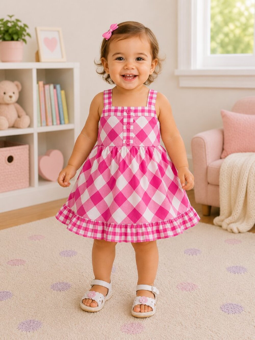 Baby Girl  Q Pink Checkered Tunic Dress Size 24M